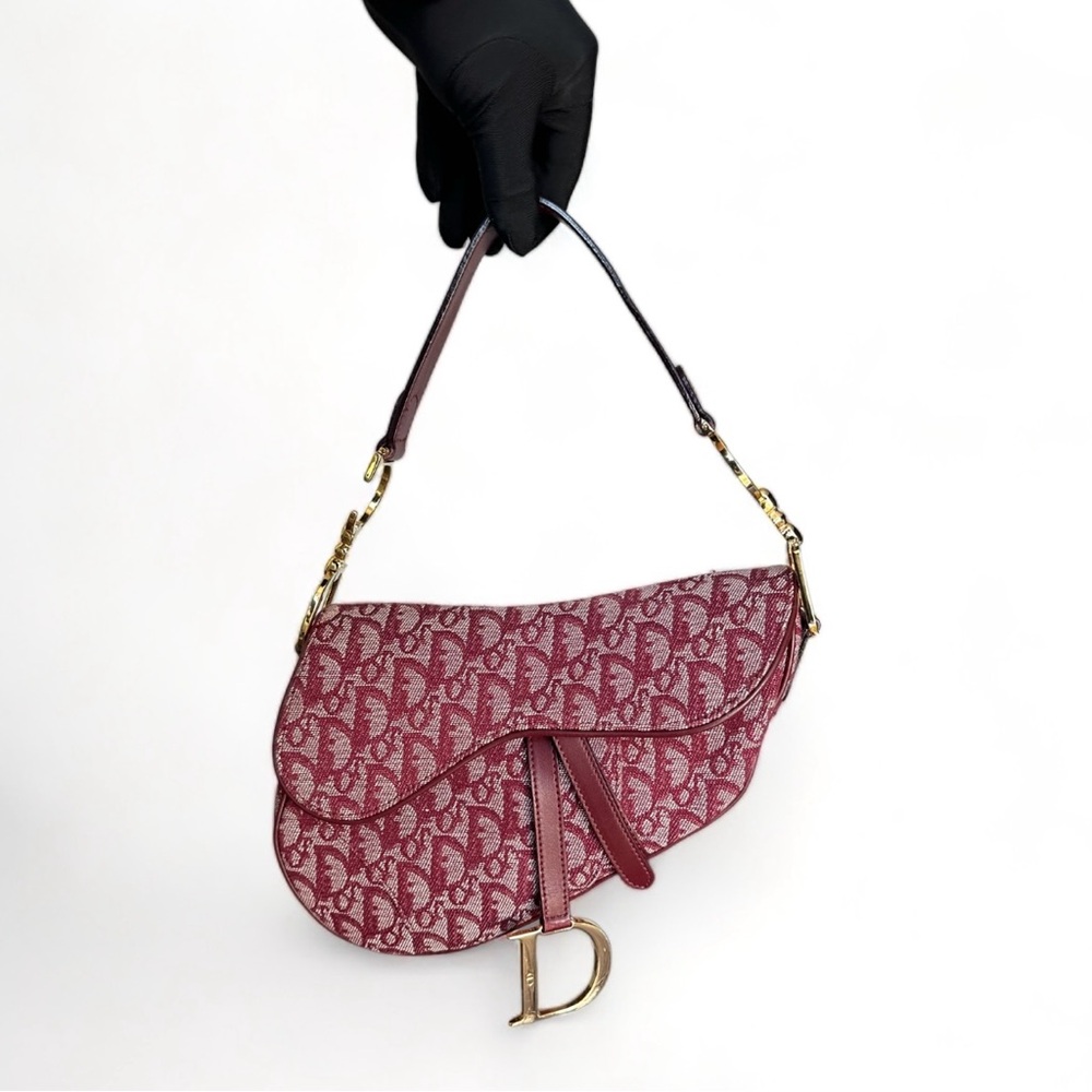 Christian Dior Bordeaux Vintage Monogram Saddle Bag